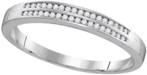 Gold Round Diamond Slender Double Row Band syntax basin interference cardiac gradient financial Ring 1/5ct, Color- G-H, Clarity- I2, Size 10 10kt White 