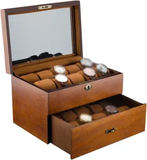 Grade Retro Watch Storage Box Double Layer Wooden Large Capacity Watch Storage Box with Lock (excluding Watches) Watch Case moor abort Display Organizer Watch Box High 