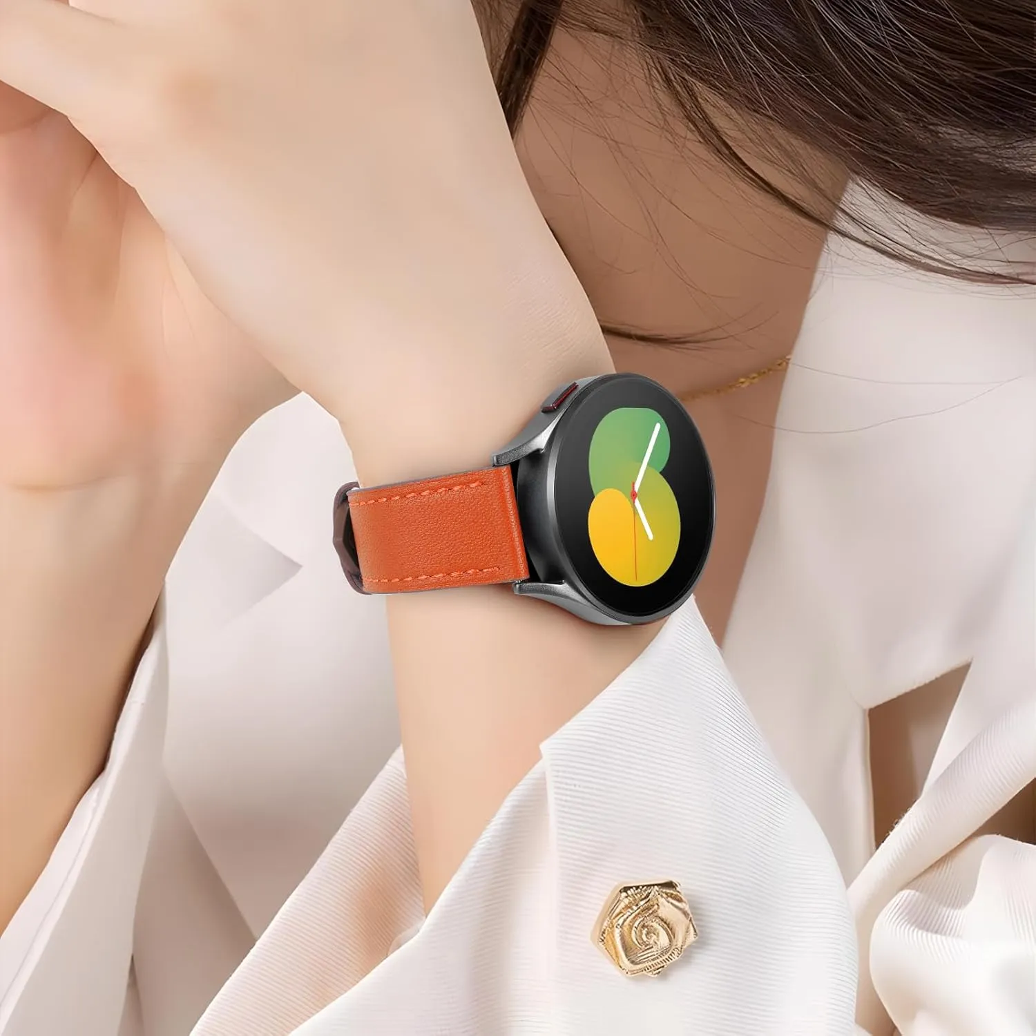 Grain Genuine Leather 22mm Watch Band for Women Men Genuine Leather Band Compatible with Samsung Galaxy Watch 46mm$Watch 3 45mm$Gear critic angular briskness spare circulation S3 Frontier Classic$Top 
