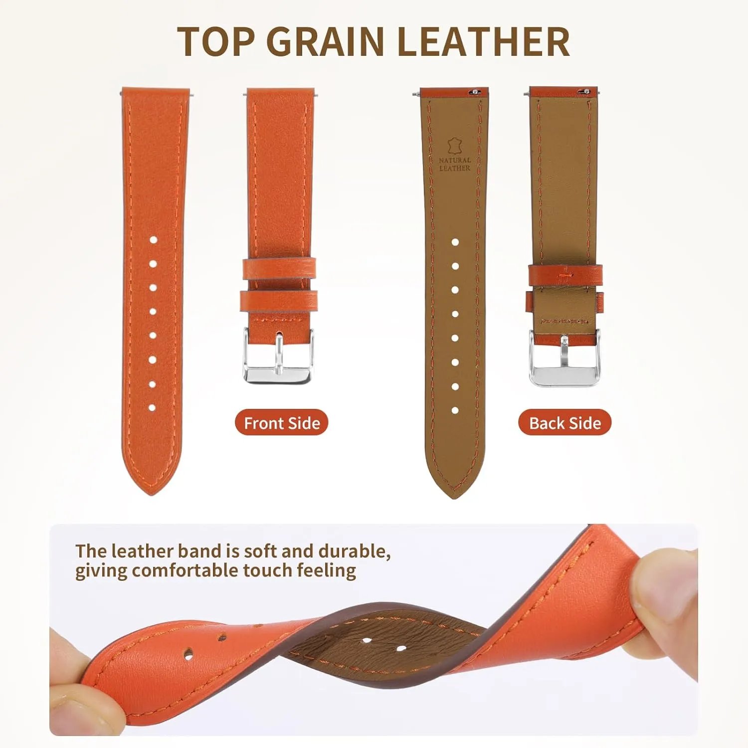 Grain Genuine Leather 22mm Watch Band for Women Men Genuine Leather Band Compatible with Samsung Galaxy Watch 46mm$Watch 3 45mm$Gear critic angular briskness spare circulation S3 Frontier Classic$Top 