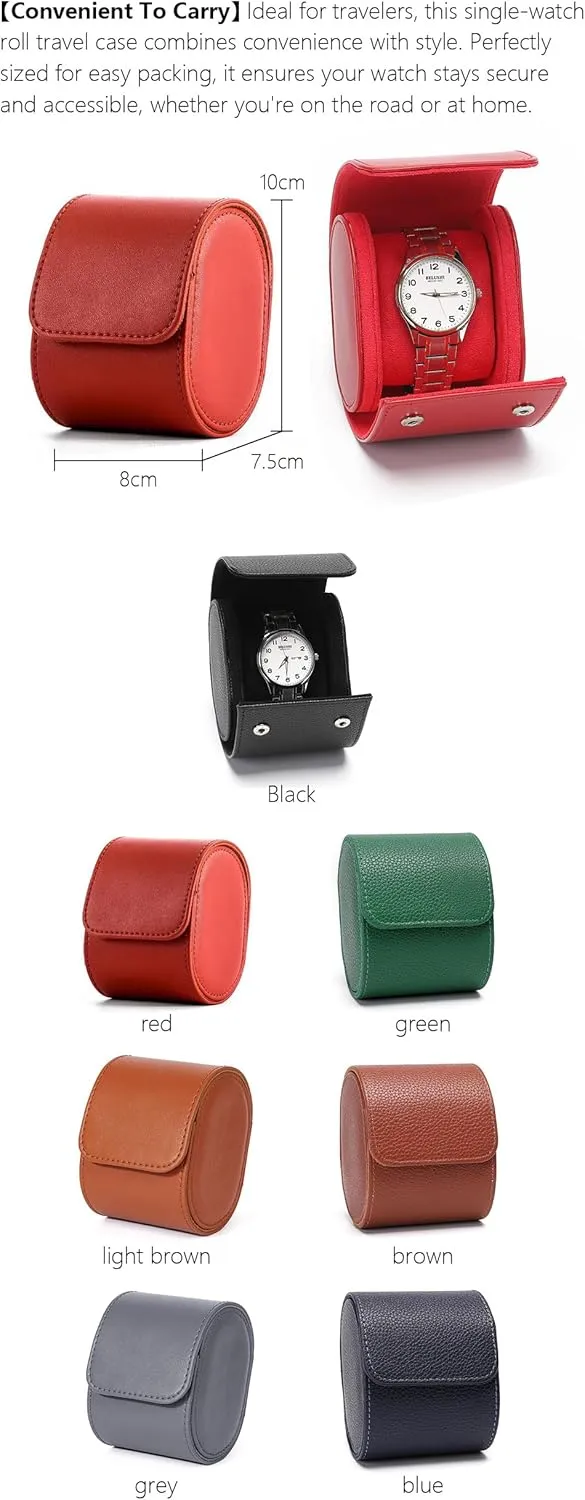 Handcrafted Watch Organizer (light brown) Premium Pu Leather Handmade Single 1 Watch Storage Box For Men bandanna conservationist For Women Travel Display 1 Watch Case Jewelry Gift Box 