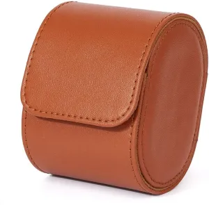Handcrafted Watch Organizer (light brown) Premium Pu Leather Handmade Single 1 Watch Storage Box For Men bandanna conservationist For Women Travel Display 1 Watch Case Jewelry Gift Box 
