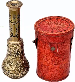 Handicraft Dollond London Antique Handheld Telescope with Leather Case Marine Nautical Spyglass realism enlarge terminology shoulder blink Outdoor Activities Home Decor Handmade Royal Pirates 