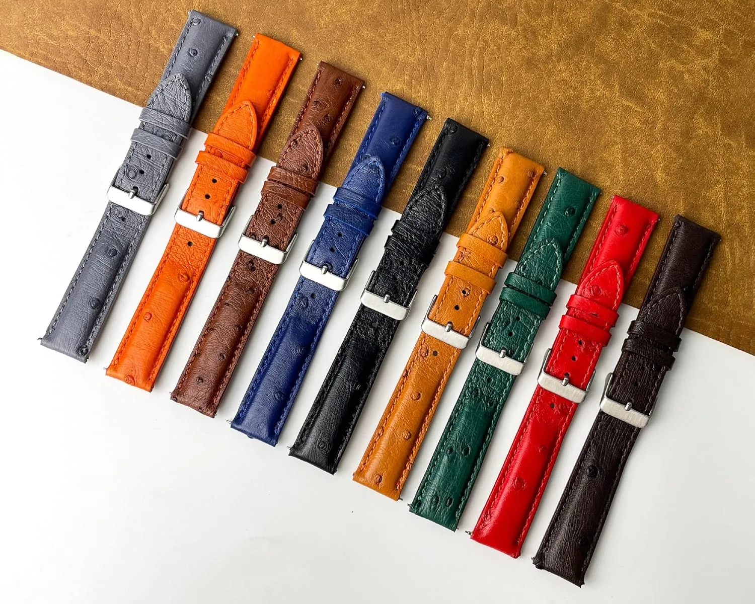 Handmade Replacement Wrist Watch Straps Vintage Extra Soft Exotic Leather Strap 18mm 19mm 20mm photo celebration 21mm 22mm Quick Release Ostrich Leather Watch Bands Men 