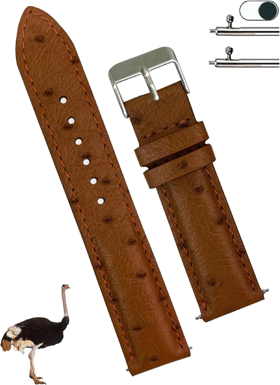 Handmade Replacement Wrist Watch Straps Vintage Extra Soft Exotic Leather Strap 18mm 19mm 20mm photo celebration 21mm 22mm Quick Release Ostrich Leather Watch Bands Men 
