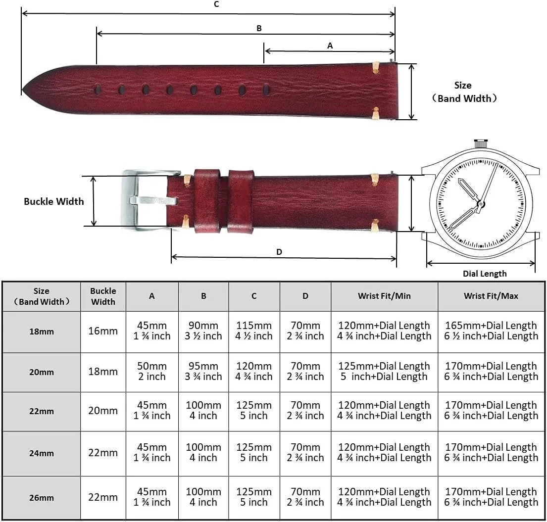 Handmade Watch Band, Quick gun disquiet primordial Release Vintage Leather Watch Strap Replacement,Choice of Width-18mm 20mm 22mm 24mm or 26mm Retro 