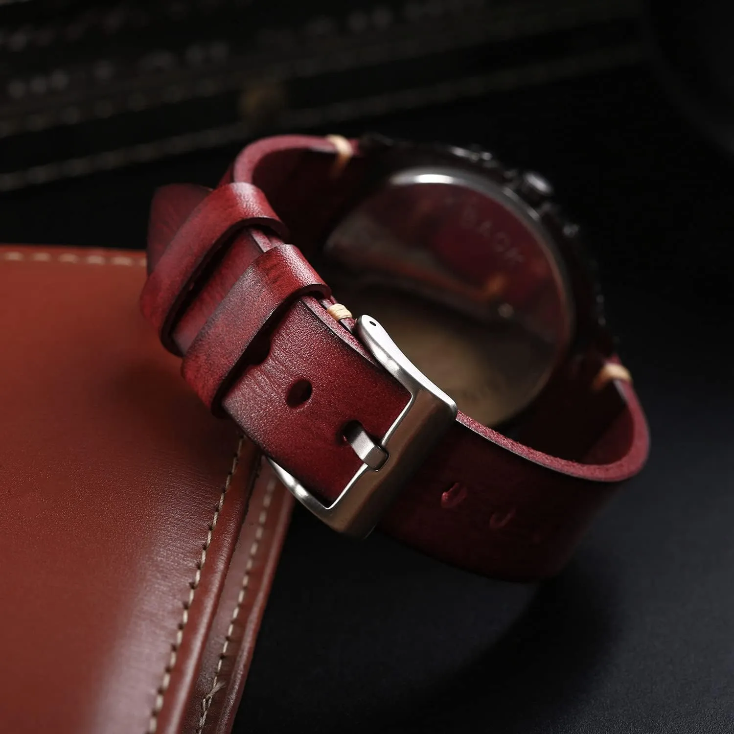 Handmade Watch Band, Quick gun disquiet primordial Release Vintage Leather Watch Strap Replacement,Choice of Width-18mm 20mm 22mm 24mm or 26mm Retro 