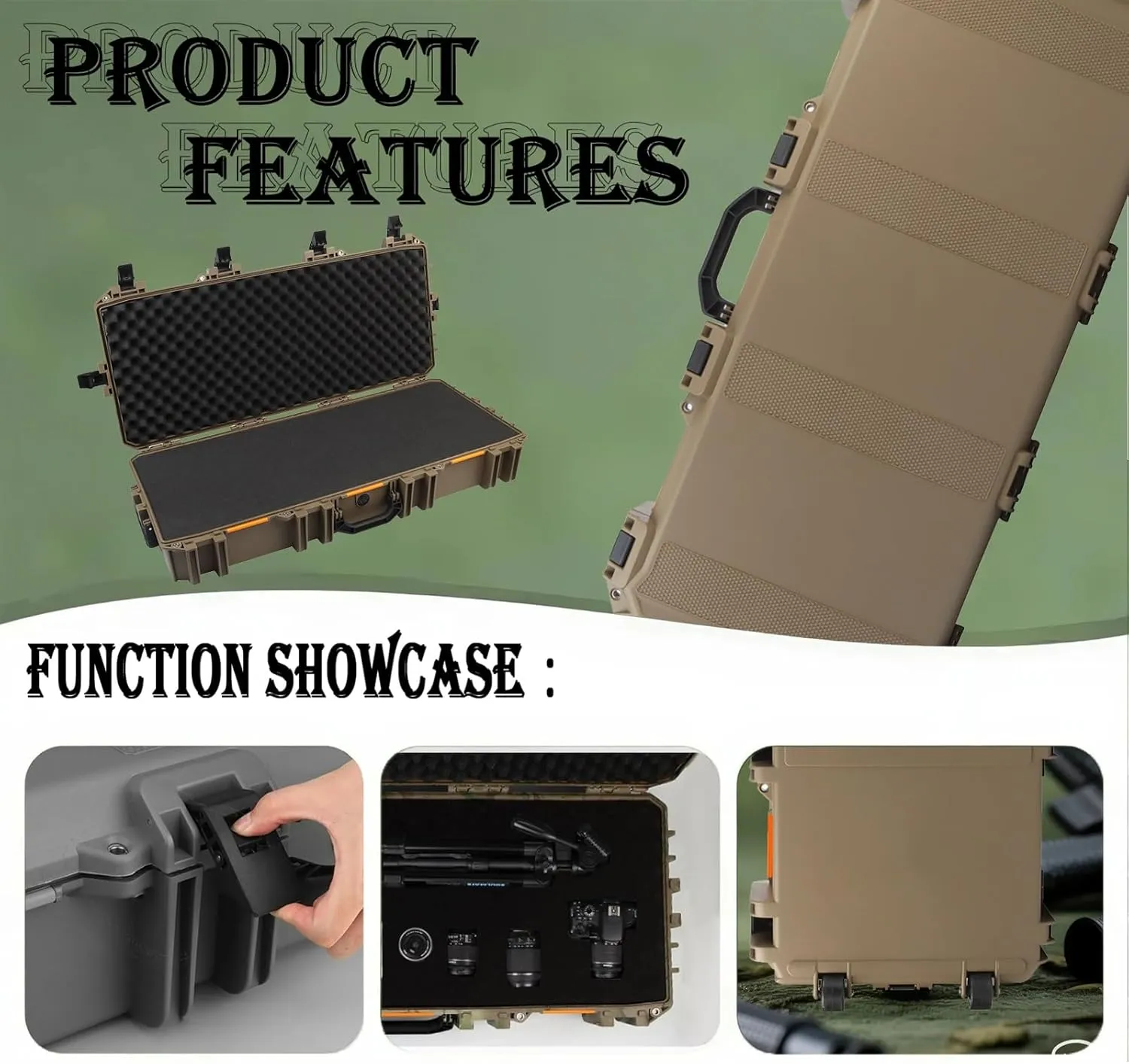 Hard Shell for Rifles, Waterproof barb conifer Outdoor Protection Box with Lockable Hasp 39-Inch Tactical Equipment Storage Case, Rolling 