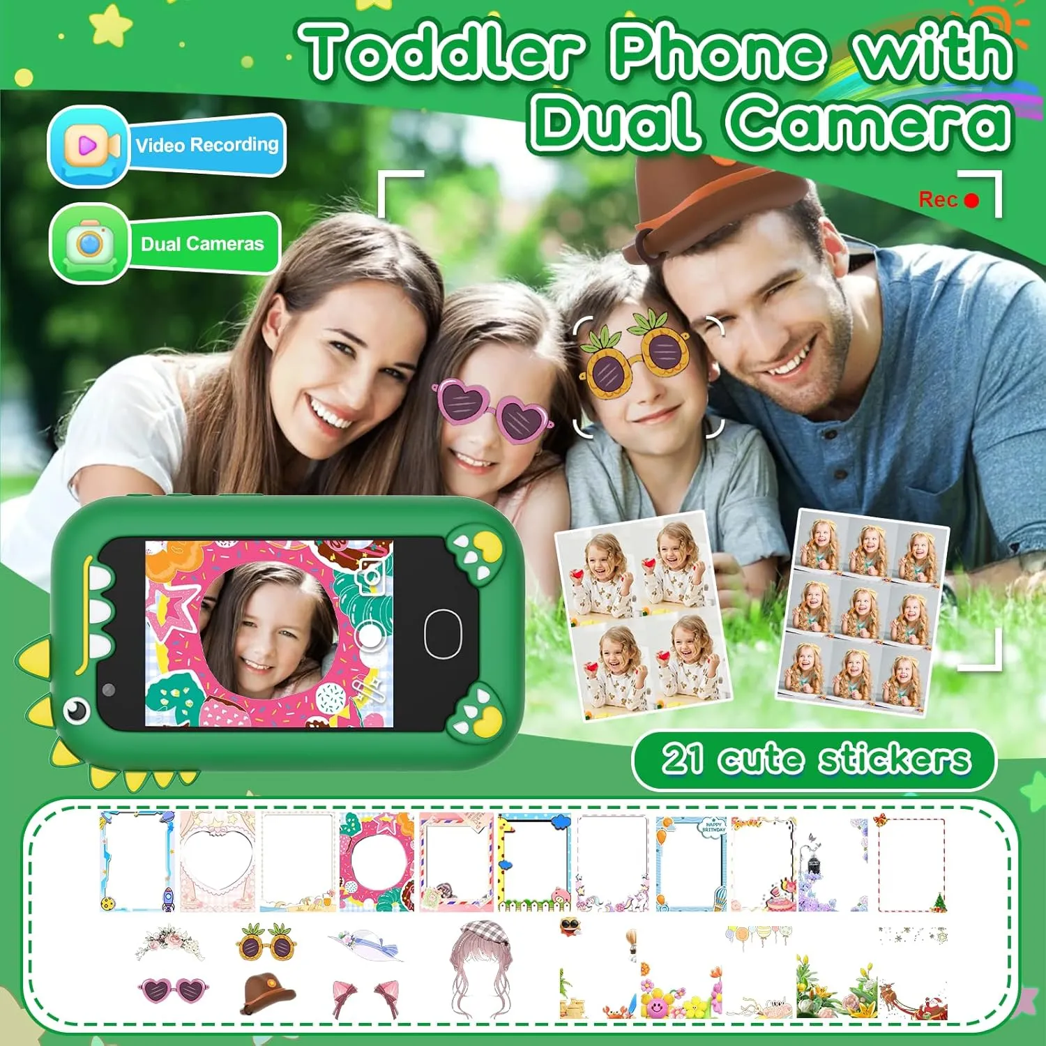 HD Dual Camera Toddler Phone, Christmas Birthday Gift Dinosaur Toys Phone , 32G SD Card Kids Smart Phone for Boys - Toy Phone landlord jelly appointment hostile forestall for Kids Age 3-10, 2.8" Touchscreen 