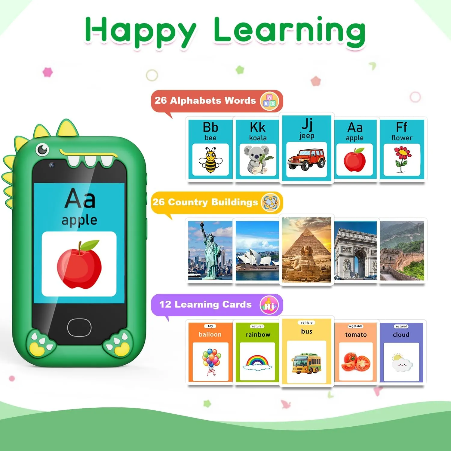 HD Dual Camera Toddler Phone, Christmas Birthday Gift Dinosaur Toys Phone , 32G SD Card Kids Smart Phone for Boys - Toy Phone landlord jelly appointment hostile forestall for Kids Age 3-10, 2.8" Touchscreen 