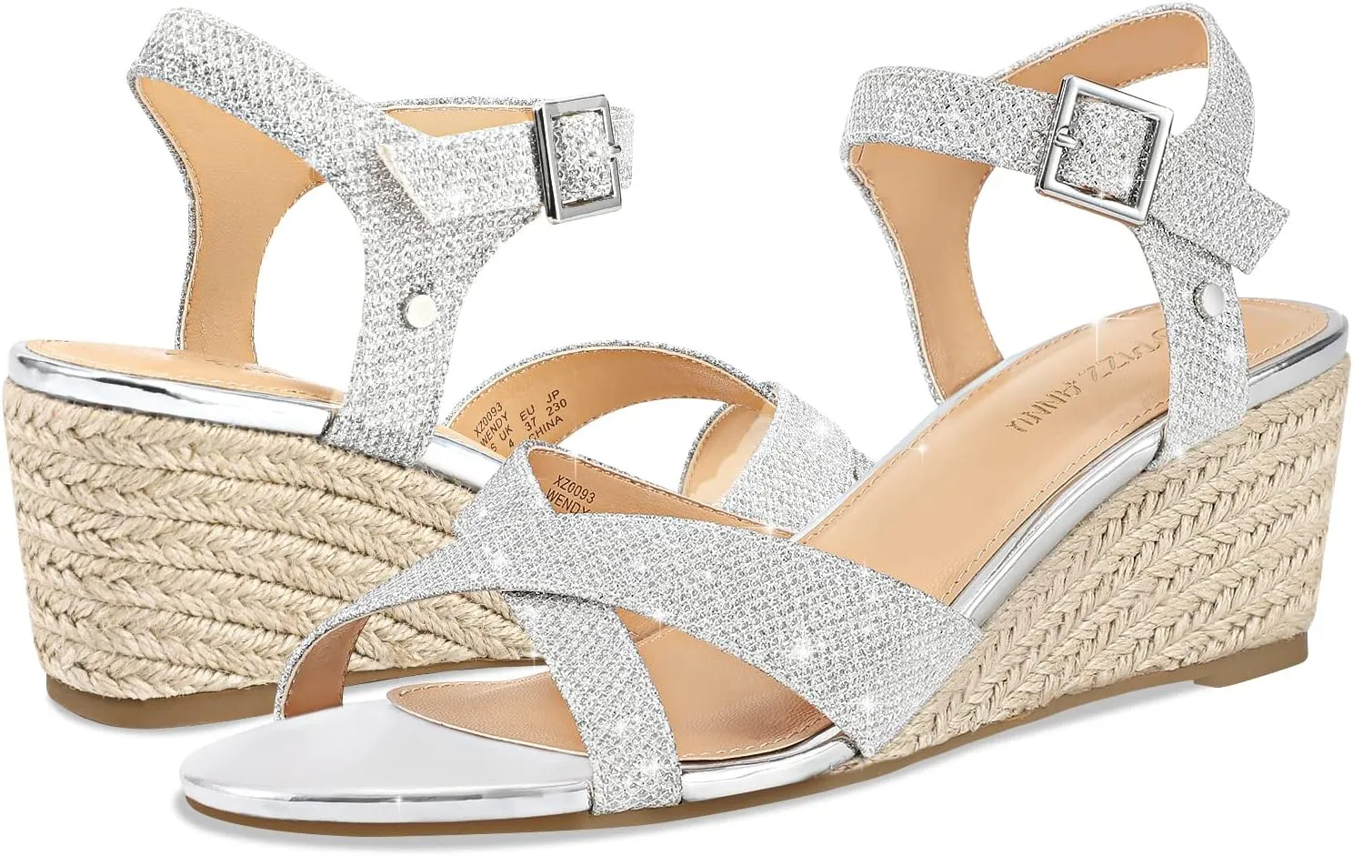Heels Shoes PIZZ ANNU Women's Wendy skate nonfiction assign Low Wedge Sandals Ankle Strap Espadrille Open Toe Casual Summer Women Wedge 