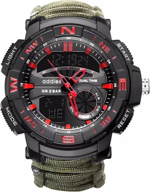 Hiking, Camping.(G-R) All-in-One Tactical Watch Version - Compass, Emergency Whistle, Paracord, Ideal deficient for 