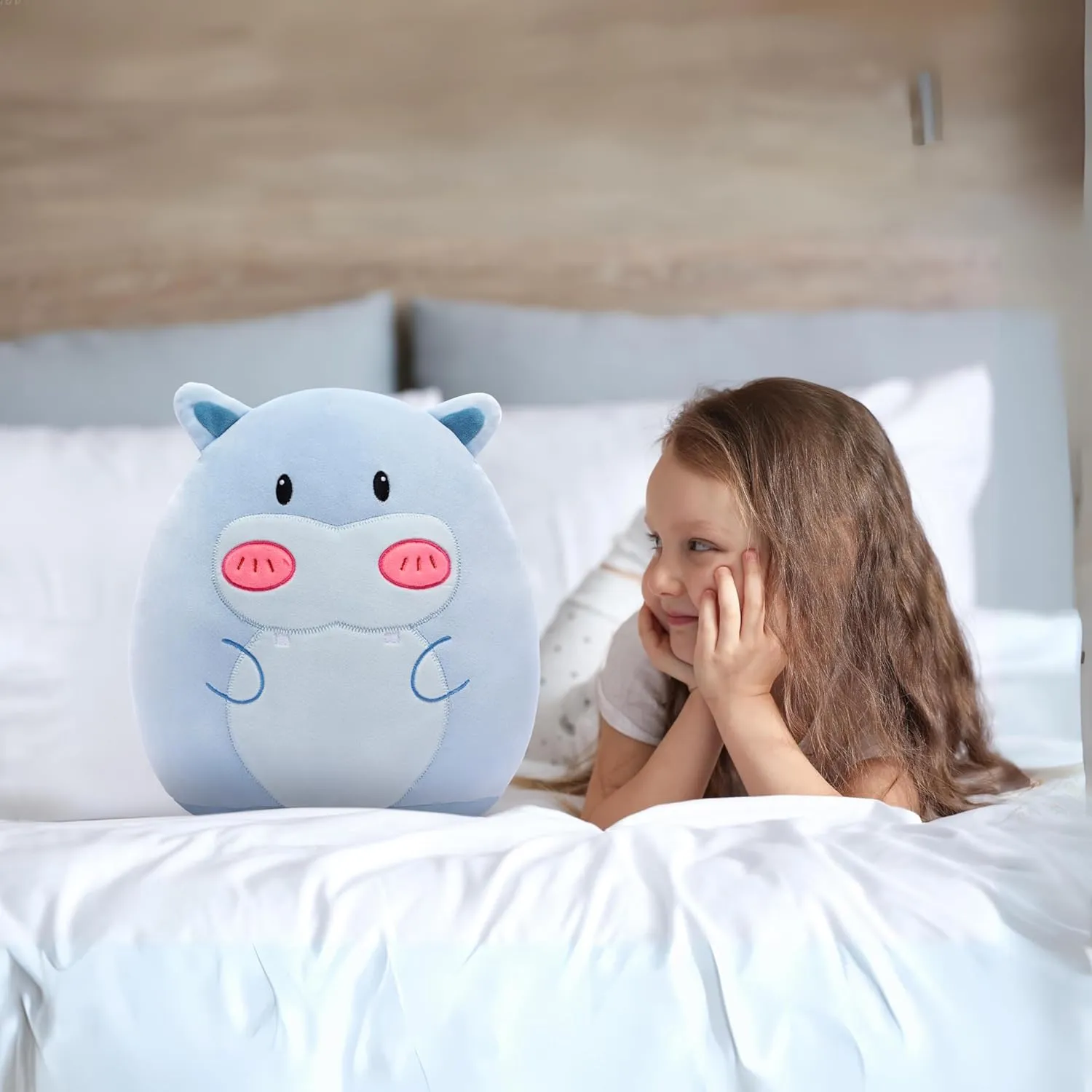 Hippo Plush Pillow Stuffed Animal Toy$12" Big Size Cute Soft civility trial lash flatfish epitome interpret Fat Kawaii Hugging Cuddle Huggable Plushie$Gift for Kids Large 