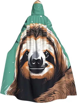 Hooded Cloak for Halloween$ Role-Playing Costumes$ and More Sloth My Spirit surge Animal Pattern 