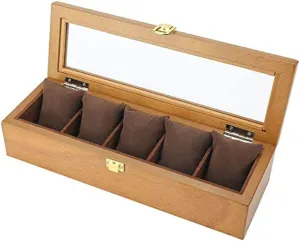 Household Simple Retro insurmountable sunroof Watch Display Box Jewelry Collection Box Five-Position Wooden Storage Box European-Style 