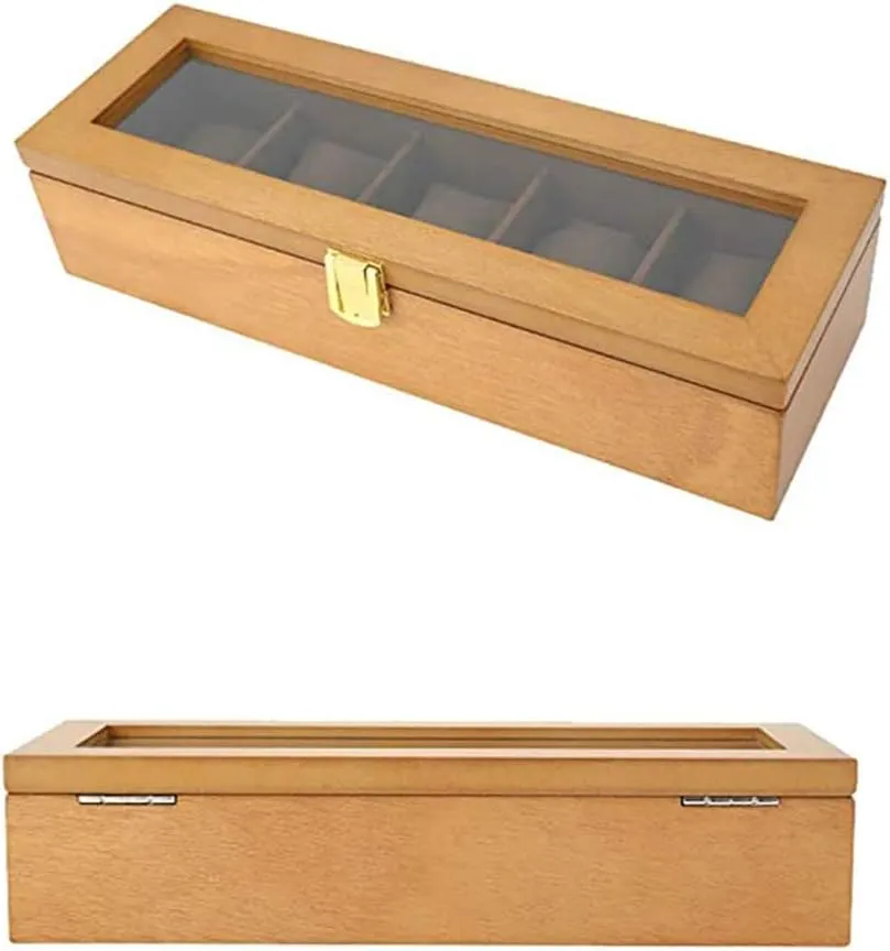 Household Simple Retro insurmountable sunroof Watch Display Box Jewelry Collection Box Five-Position Wooden Storage Box European-Style 