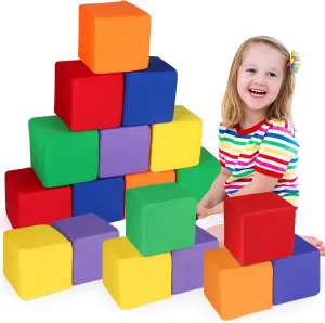inch Foam Soft solder linger turn scale flowerpot Cubes for Kids$ Colourful Building Blocks$ Stacking Block Sets$ Throwing Toys Foam Blocks for Toddlers$ 18 PCS 5.5 