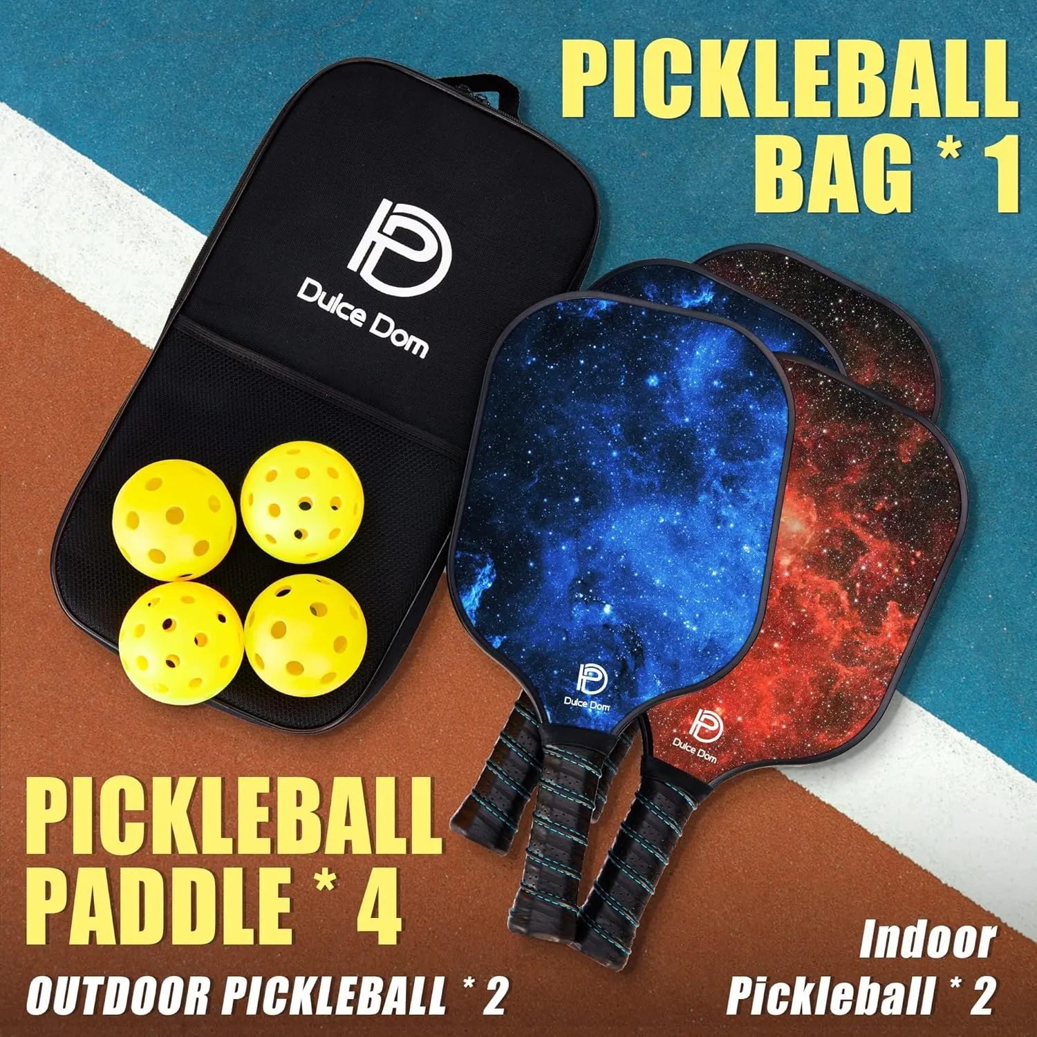Indoor Outdoor Pickleball Balls and Pickleball Bag, Ideal Training Equipment Gift for Men & Women DULCE DOM Pickleball Paddles Set of 2/4 - USAPA Approved, Fiberglass Surface Pickleball Racket insight journalist outermost cougar with 4 