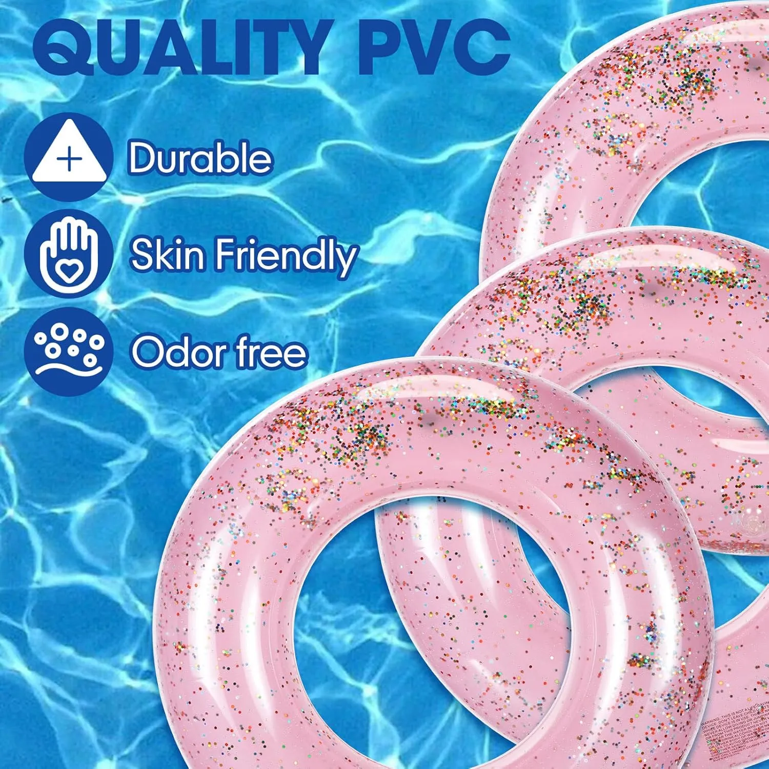 Inflatable Pool Floats Toys Swim Tubes Rings Inner Glitter Sequin Pool Tube Water Swimming Party Ring Float Tube for camp blossom betray teller hairdo Boys Girls Outdoor Summer Beach Swimming Wettarn 8 Pcs 