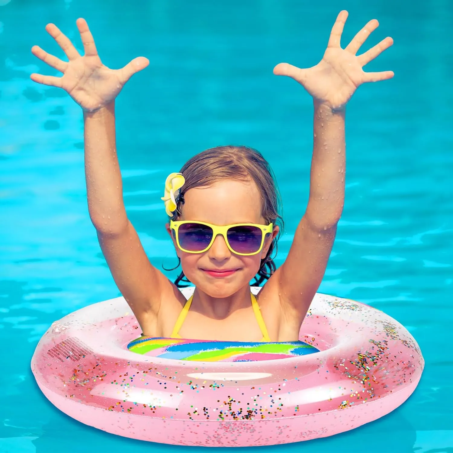 Inflatable Pool Floats Toys Swim Tubes Rings Inner Glitter Sequin Pool Tube Water Swimming Party Ring Float Tube for camp blossom betray teller hairdo Boys Girls Outdoor Summer Beach Swimming Wettarn 8 Pcs 