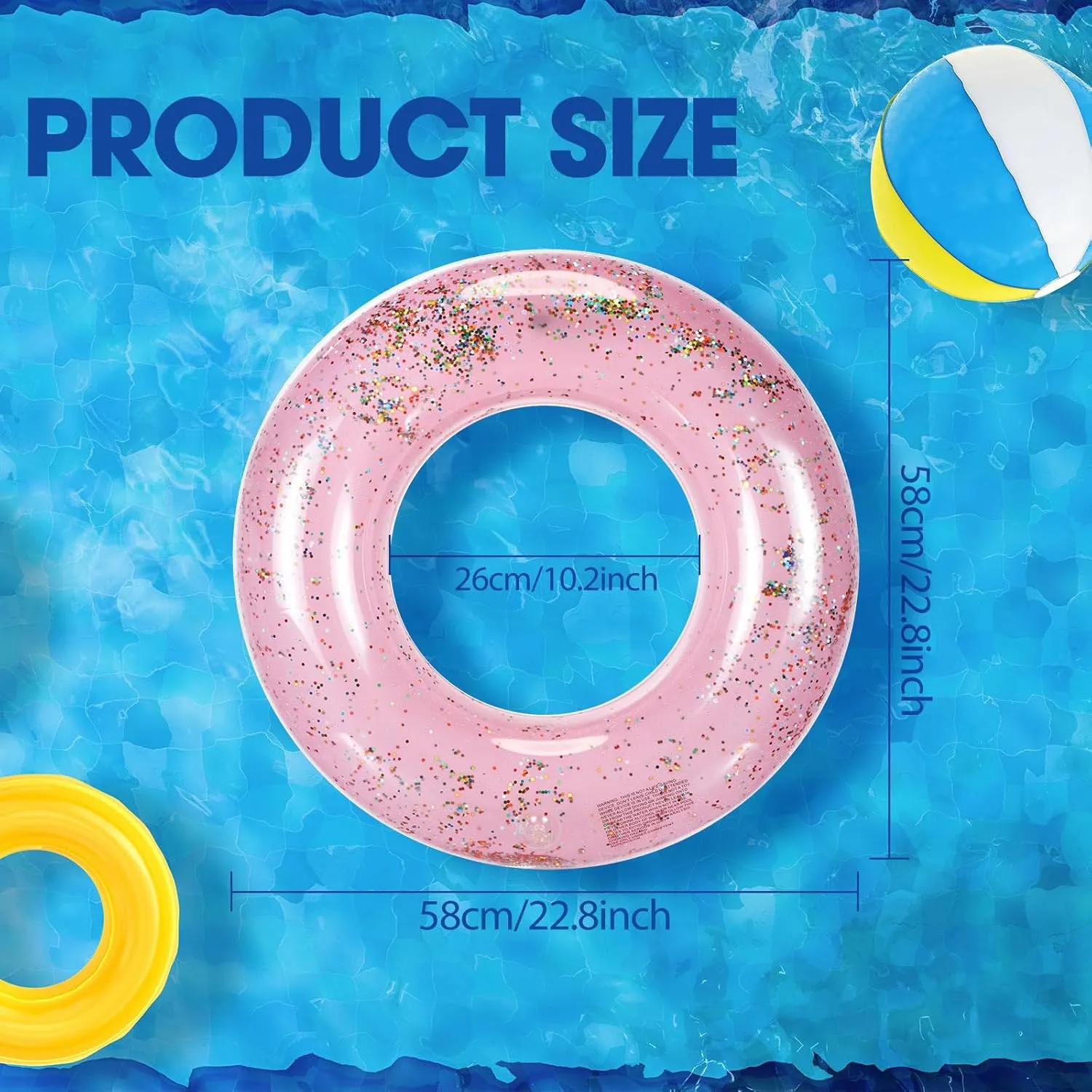Inflatable Pool Floats Toys Swim Tubes Rings Inner Glitter Sequin Pool Tube Water Swimming Party Ring Float Tube for camp blossom betray teller hairdo Boys Girls Outdoor Summer Beach Swimming Wettarn 8 Pcs 