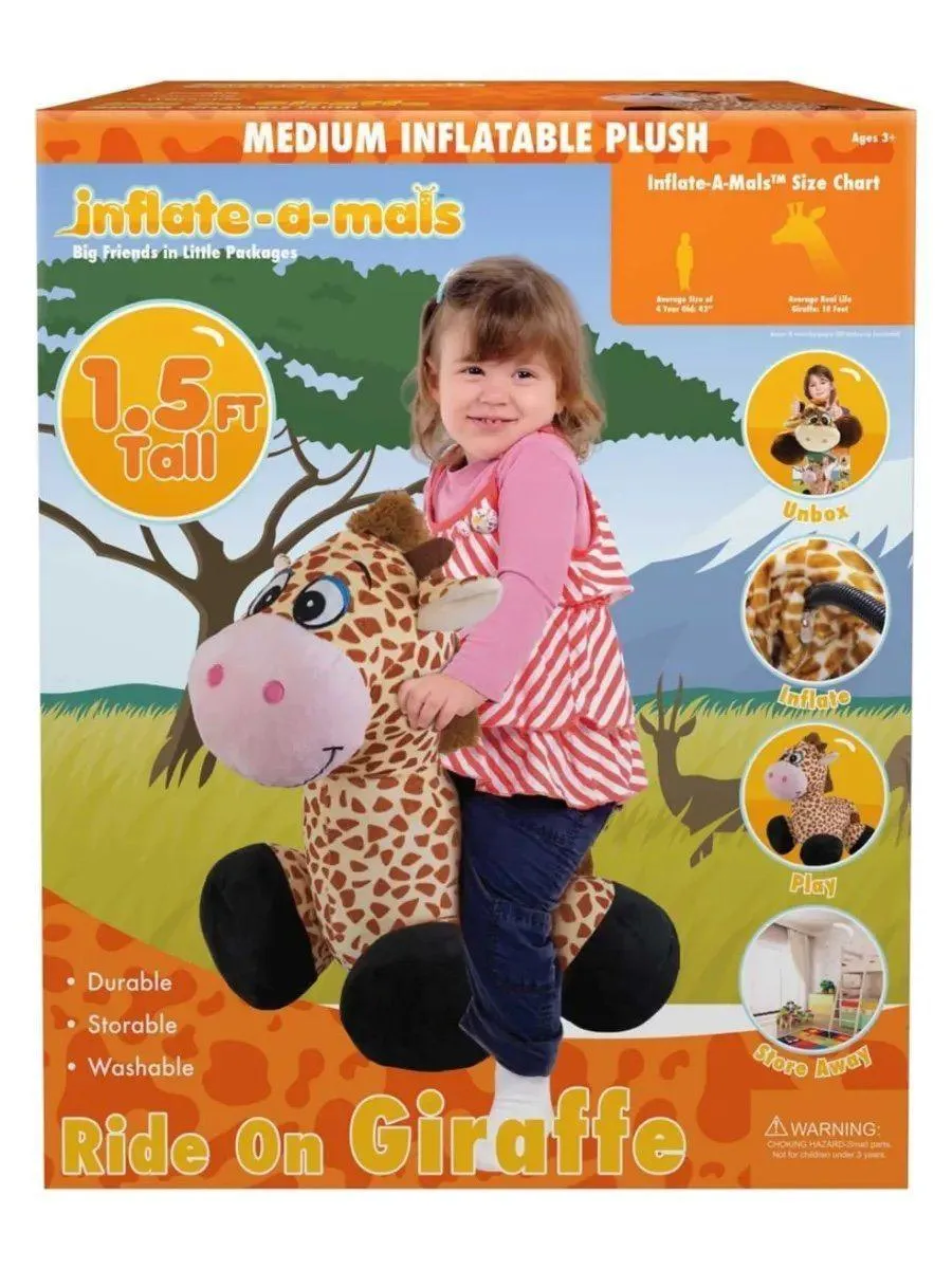 Inflate-A-Mals Plush Ride-on Animals Giraffe