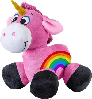 Inflate-A-Mals Soft and Cuddly Inflatable Ride On Unicorn, 20-Inch, Pink with Rainbow