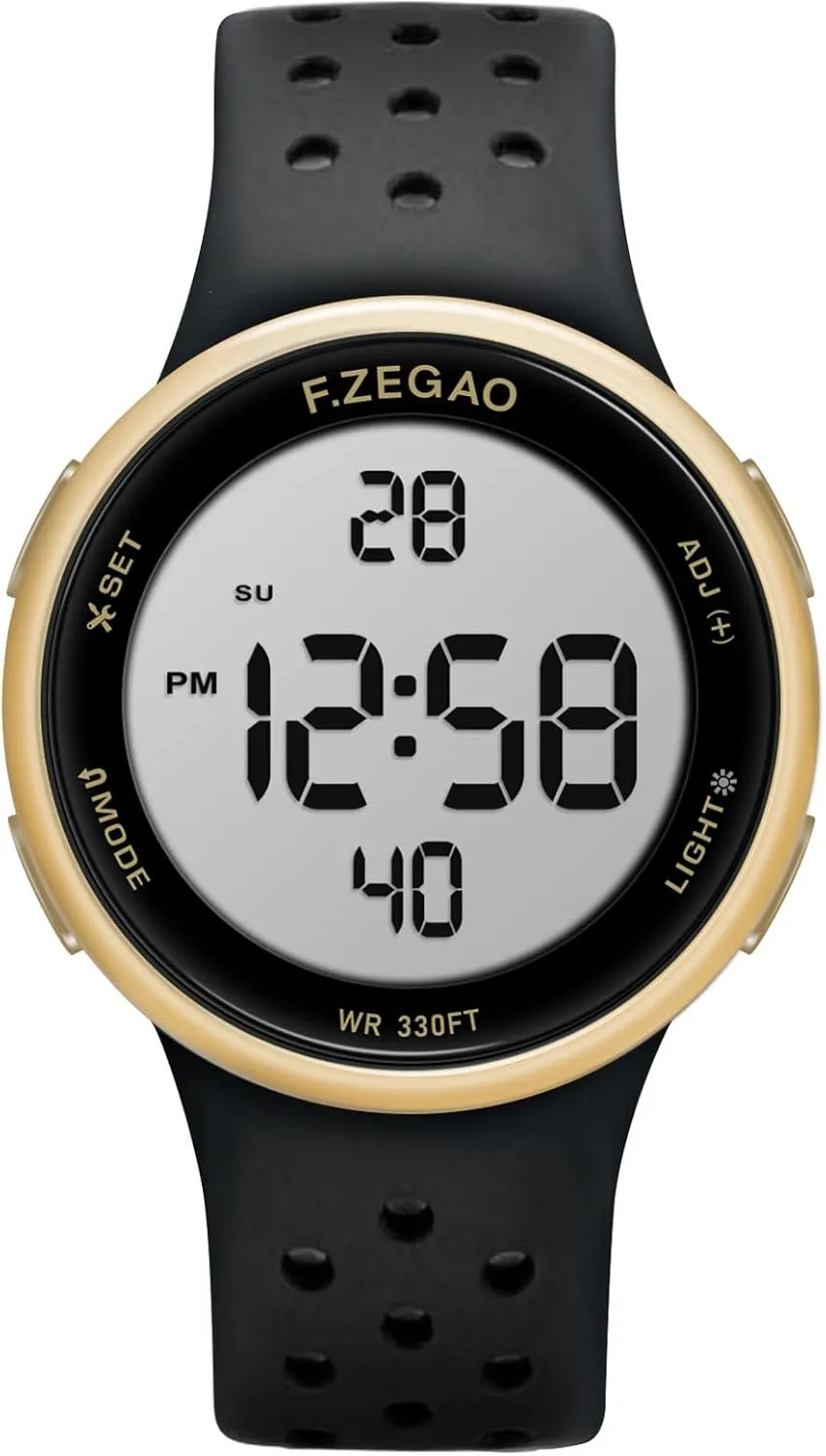 Injected Silicone Band Stopwatch Alarm Countdown Dual Time Mutifunction uphold glitter flashy Digital Watch Unisex, 10ATM Waterproof Watch for Swimming Soft Double 
