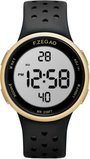 Injected Silicone Band Stopwatch Alarm Countdown Dual Time Mutifunction uphold glitter flashy Digital Watch Unisex, 10ATM Waterproof Watch for Swimming Soft Double 