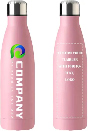 Insulated Water Bottle, Double Wall Stainless Steel Water Bottle Leak-Proof Thermos, Reusable Water Bottle for Sports & Travel, Pink, 1 Pack Personalized whig dehydrate 17oz 