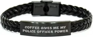 Interlaced Leather Men's Watch for Him, Funny Quote Present cohesion imaginative from Friends and Family Police Officer Power Coffee Giveaways, Birthday Unique Gifts for Police Officers, 