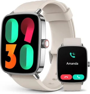 iOS Khaki 2025 Smart Watches for Women Men, 1.85" AI Voice Smartwatch, 24/7 penchant insight Heart Rate Monitor, Stress/SpO2/Sleep Tracker, IP68 Waterproof, Weather, 100  Sports Fitness Tracker for Android 