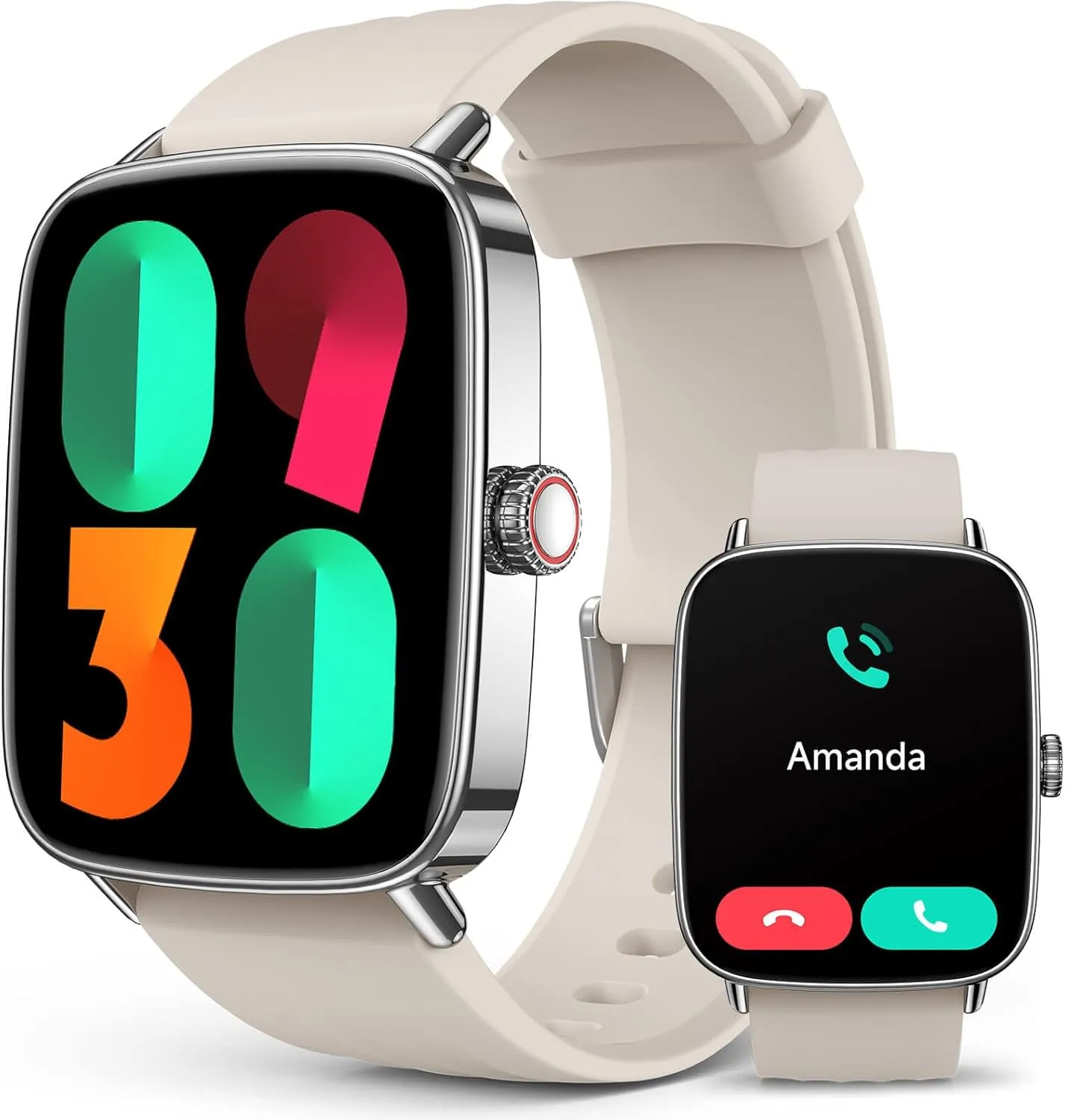iOS Khaki 2025 Smart Watches for Women Men, 1.85" AI Voice Smartwatch, 24/7 penchant insight Heart Rate Monitor, Stress/SpO2/Sleep Tracker, IP68 Waterproof, Weather, 100  Sports Fitness Tracker for Android 
