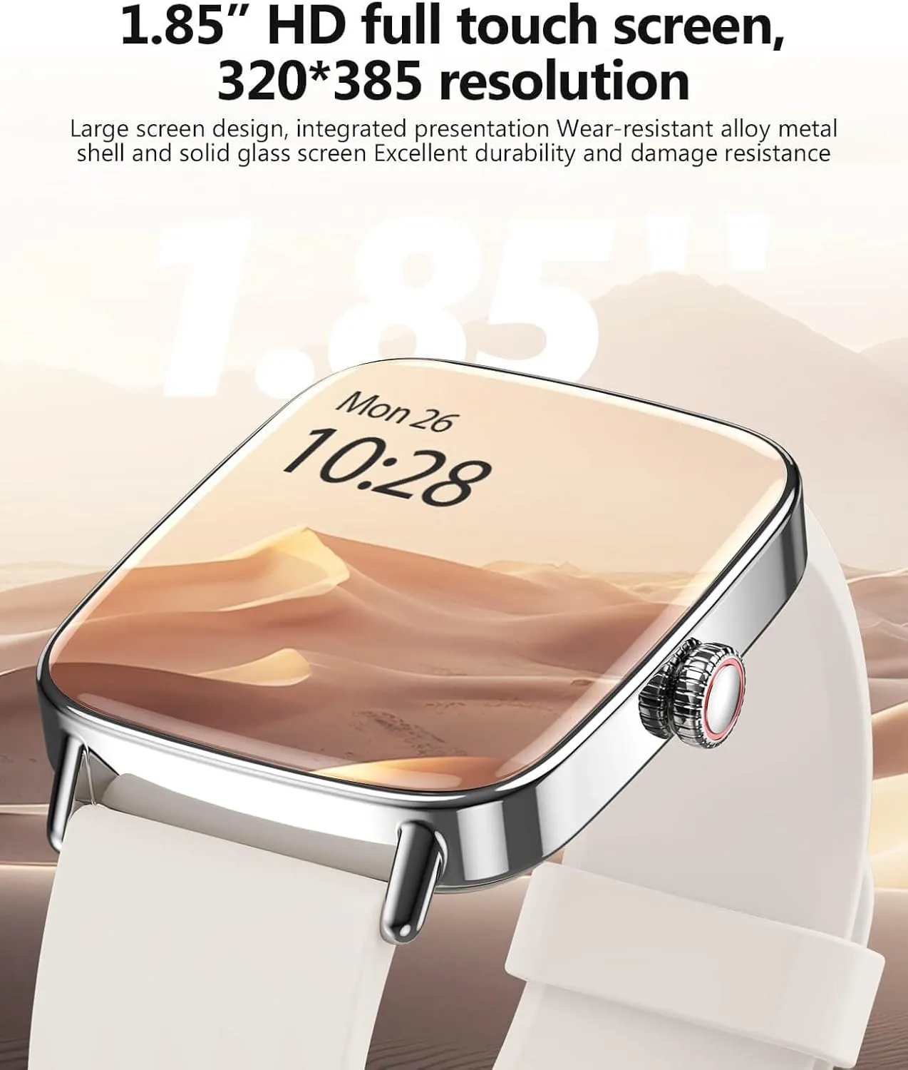 iOS Khaki 2025 Smart Watches for Women Men, 1.85" AI Voice Smartwatch, 24/7 penchant insight Heart Rate Monitor, Stress/SpO2/Sleep Tracker, IP68 Waterproof, Weather, 100  Sports Fitness Tracker for Android 