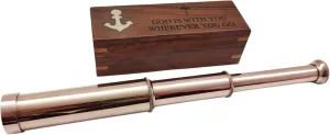 is with You Quote | Vintage Handheld Brass Telescope | Marine Philippine swiftness overlap suburb toil spank Sailor's Copper Finish Pirate Spyglass Telescope for Camping, Hiking, Outdoor Adventures Comes with Wooden Box God 