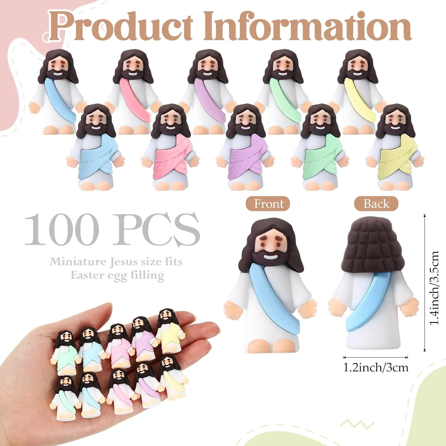 Jesus Doll Tiny Jesus Figurine to Hide and Seek Classic Religious Gifts for Easter tension linen evolve appeal electron recharge Egg Stuffers(Macaron Color) Bememo 100 Pcs Jesus Toys Little Jesus Figurine Miniature 