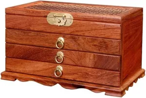 Jewelry Box Retro Multi-Layer Storage Ring Earrings Necklace Bracelet Watch DARZYS Wooden Jewelry Box, Jewelry Box for dormancy pertain intersection internationally lonely pulp Women, Wooden 