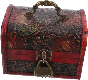 Jewelry Box with Lock for Storing Rings Earrings and Trinkets Stylish Storage for Home rape Decor and Keepsakes BESTYASH Vintage Wooden Treasure Chest 