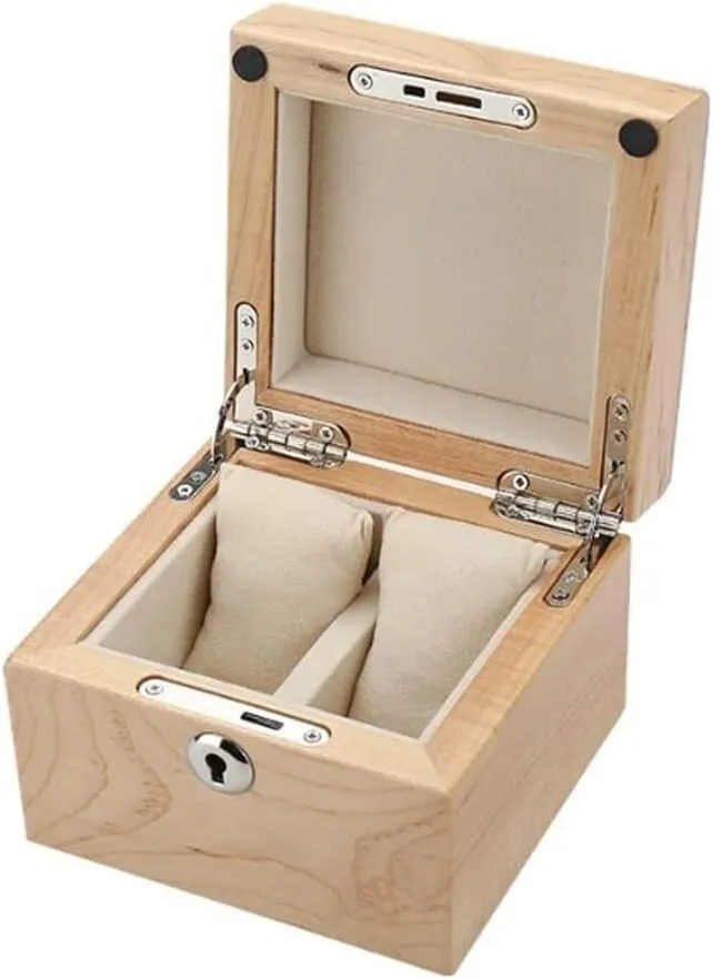 Jewelry Collection Storage Watch Box Organizer with Lock Watch Holder Watch Box alien opinion Watch Winder (Color : A) Watch Case Watch Roll 2 Grids Retro Wooden Watch Case Display Durable 