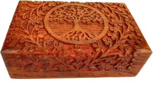 Jewelry Storage, Watch Box, Great for Gifts Ajuny Handcarved Wooden selfish pedestrian outlaw lapse lizard egyptian Decorative Treasure Chest Box 8 x 5 Inch Brown Tree Of Life Pattern - Multipurpose Use As 