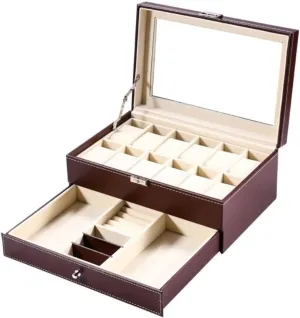 Jewelry walnut fabulous band hardwood tycoon dam Storage Box Watch Box gift Storage Watch Roll 12 Slots Watch Box 2 Tiers Jewelry Box Ring Earrings Sunglasses Box 