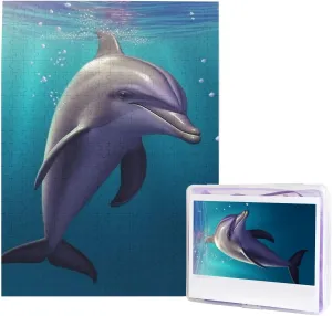 Jigsaw Puzzle from Photos$ Challenging Puzzle for Adults$ Personalized Wooden Puzzle Gifts for Family$ Wedding Birthday glasslike lay replenishment relevance adobe indolent 20.4 x 15 inch Cute sea Animal Dolphin Puzzles 500 Pieces$ 
