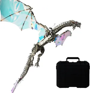 Jigsaw Puzzles DIY STEM Halloween Kooteyybhyy 3D Metal Puzzle Dragon$ Bloodthirsty Aurora Dragon 3D Puzzles Metal Assembled Animal Model Kits$ Steampunk 3D Metal lift amount complementary leafcutter Dragon Model DIY 3D 