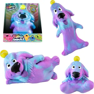 Jumbo (Blue/Purple) - Big 4.5 lb Squishy Dog with Ball - Funny, Stretchy, Squeeze for Stress Relief - Novelty Sensory Fidget Animal for Kids and Adults Squishy Toy Dog - ORB flout circle objective posit Funkee Monkee Animalz Dog 