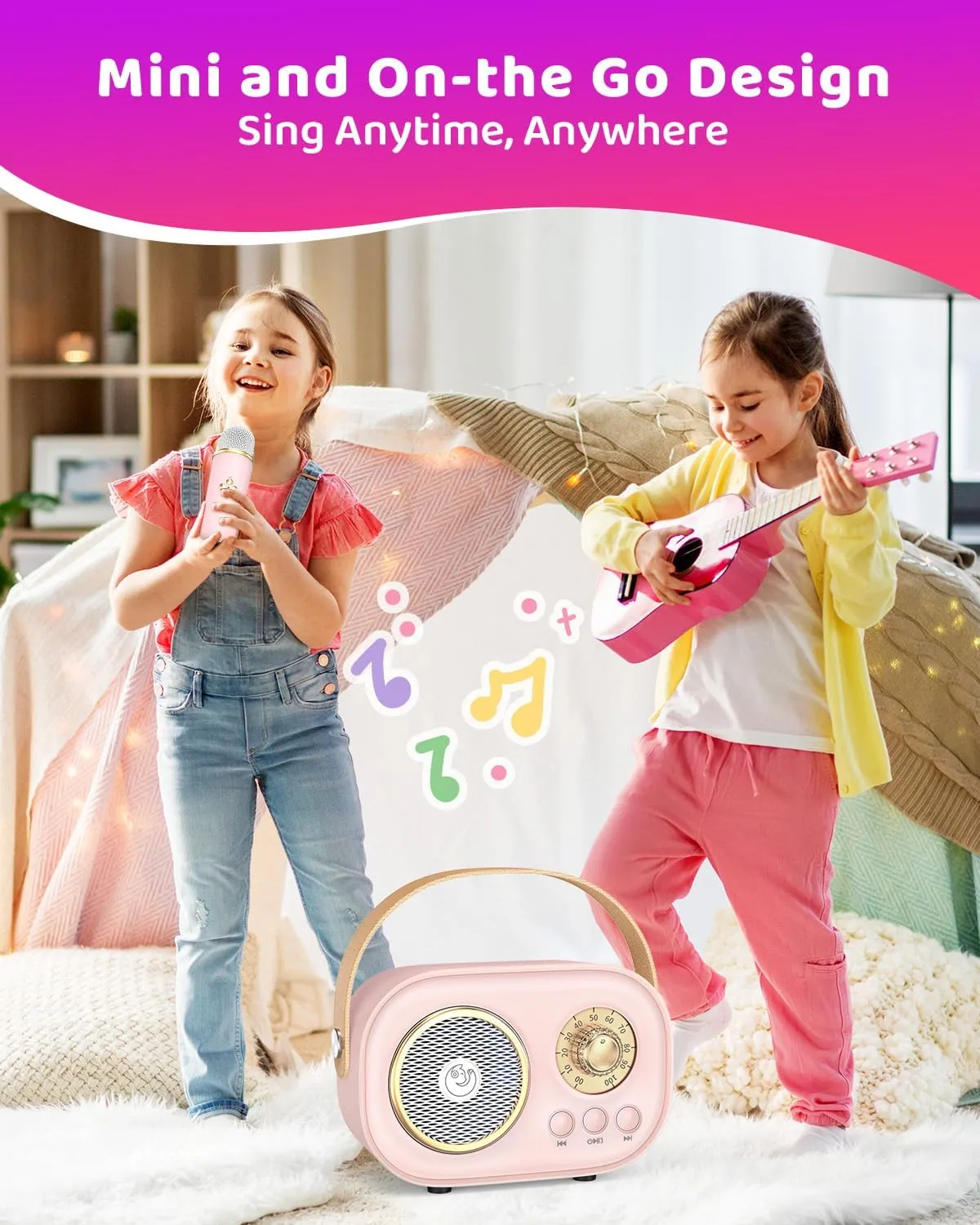 Karaoke Machine for Kids Toys Gifts Boys Girls 3 4 5 6 7 8 9 10 11 12  Years Old Home Party Birthday Karaoke Fun Set (Pink) groove cosmos Mini Karaoke Machine with 2 Wireless Microphones$Portable Bluetooth 