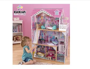 Kid Kraft Annabelle Doll House: Dollhouse is a classic three-story victorian house with wide windows on either side for easy viewing of the interior - 65079