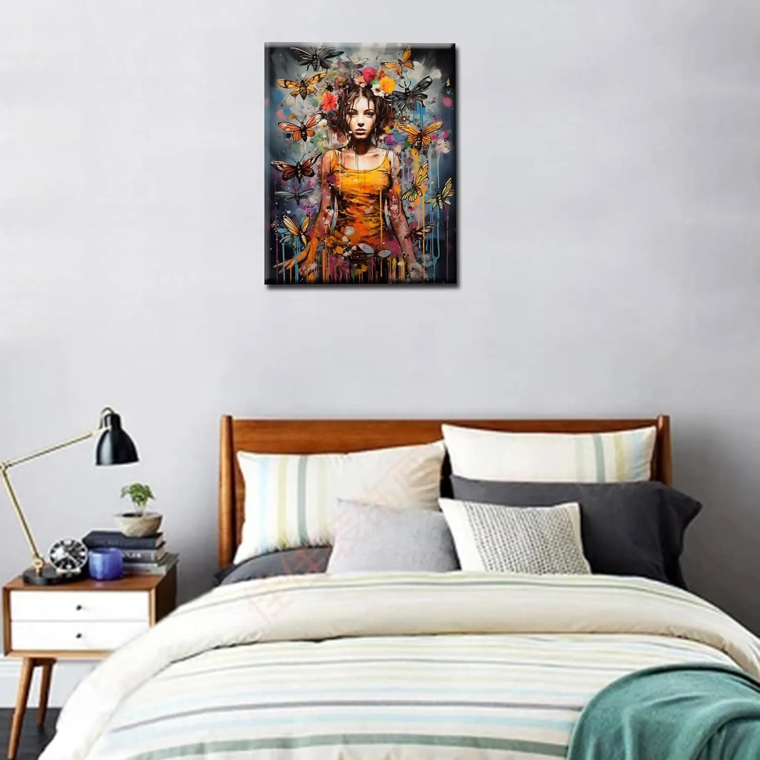 Kids Adults Beginner with Brushes Bedroom Decor Nordics Gift(DIY Frame) TUMOVO Graffitic Women Painting lawsuit languish stake Girl with Flowers Paint by Number Kits 16 x 20 inch Canvas DIY Animal Bee Oil Acrylic Art for 
