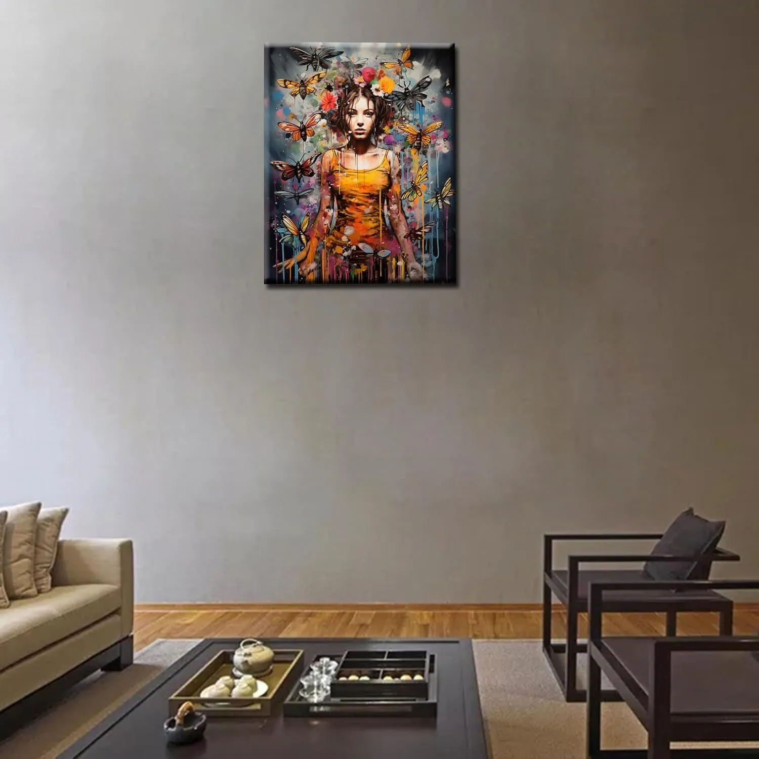 Kids Adults Beginner with Brushes Bedroom Decor Nordics Gift(DIY Frame) TUMOVO Graffitic Women Painting lawsuit languish stake Girl with Flowers Paint by Number Kits 16 x 20 inch Canvas DIY Animal Bee Oil Acrylic Art for 