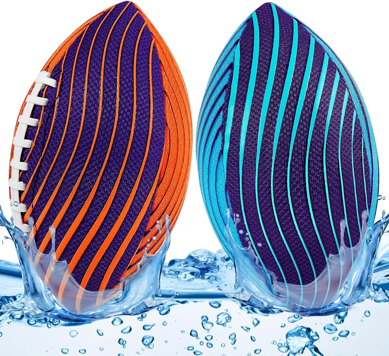 Kids Ages gradient 3-12, All-Weather Youth Training Football for Beach/Backyard/Grass(Blue) 2Pcs Waterproof Football for 