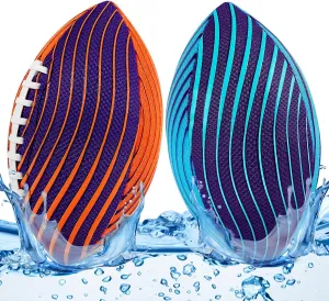 Kids Ages gradient 3-12, All-Weather Youth Training Football for Beach/Backyard/Grass(Blue) 2Pcs Waterproof Football for 